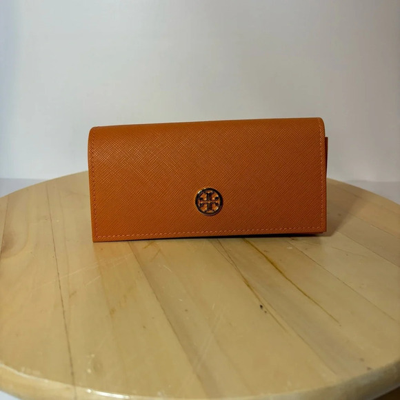 TORY BURCH Sun Glasses Eye Glasses Case Nordstrom Orange Gold Logo Accessories. - Picture 1 of 9
